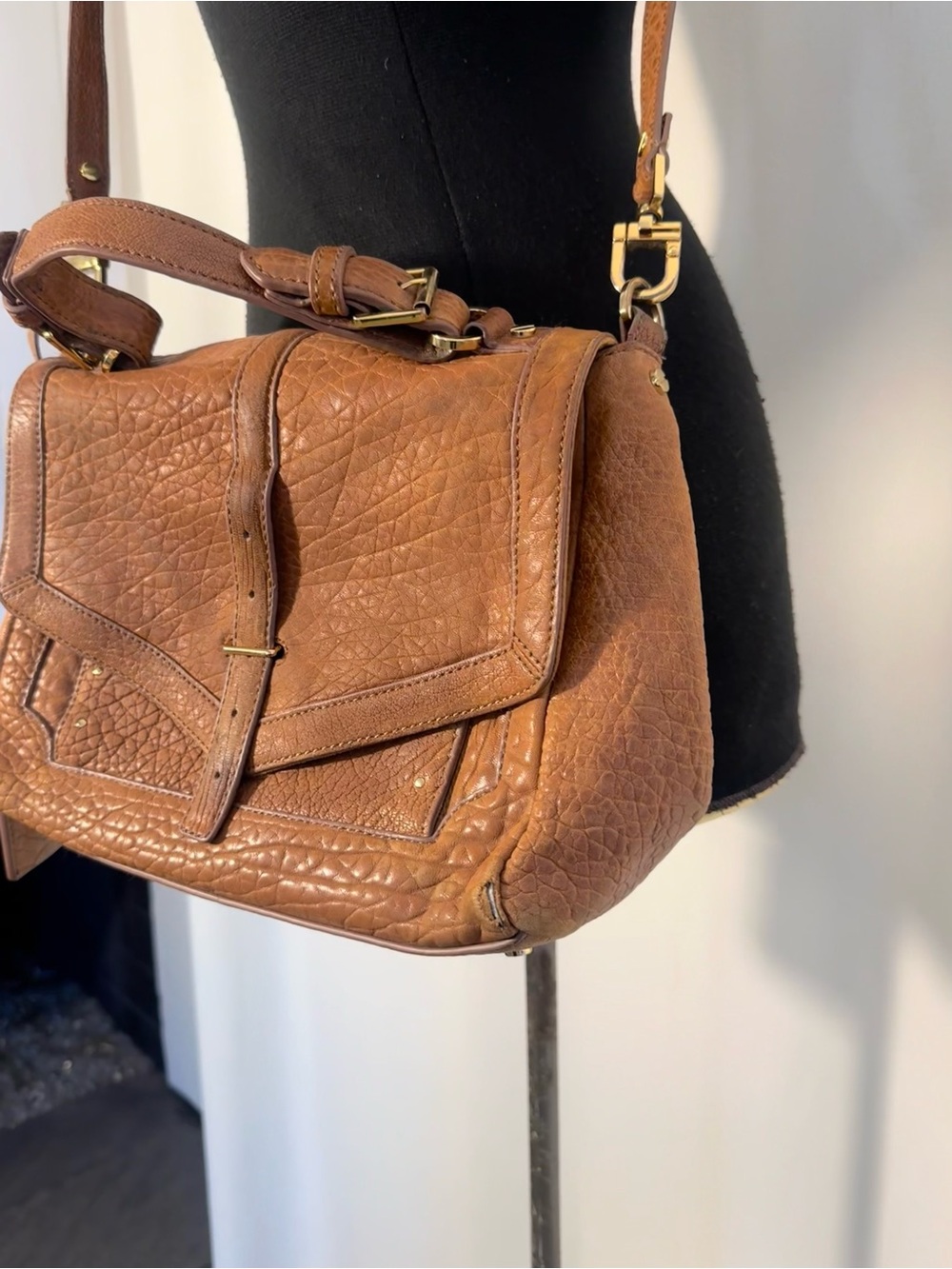 Tory Burch 797 Medium Brown Pebbled Leather Satchel Bag - Picture 8 of 12